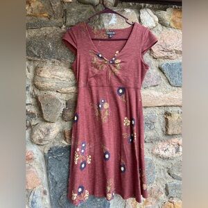 Toad&Co Pink Midi V-Neck Sundress